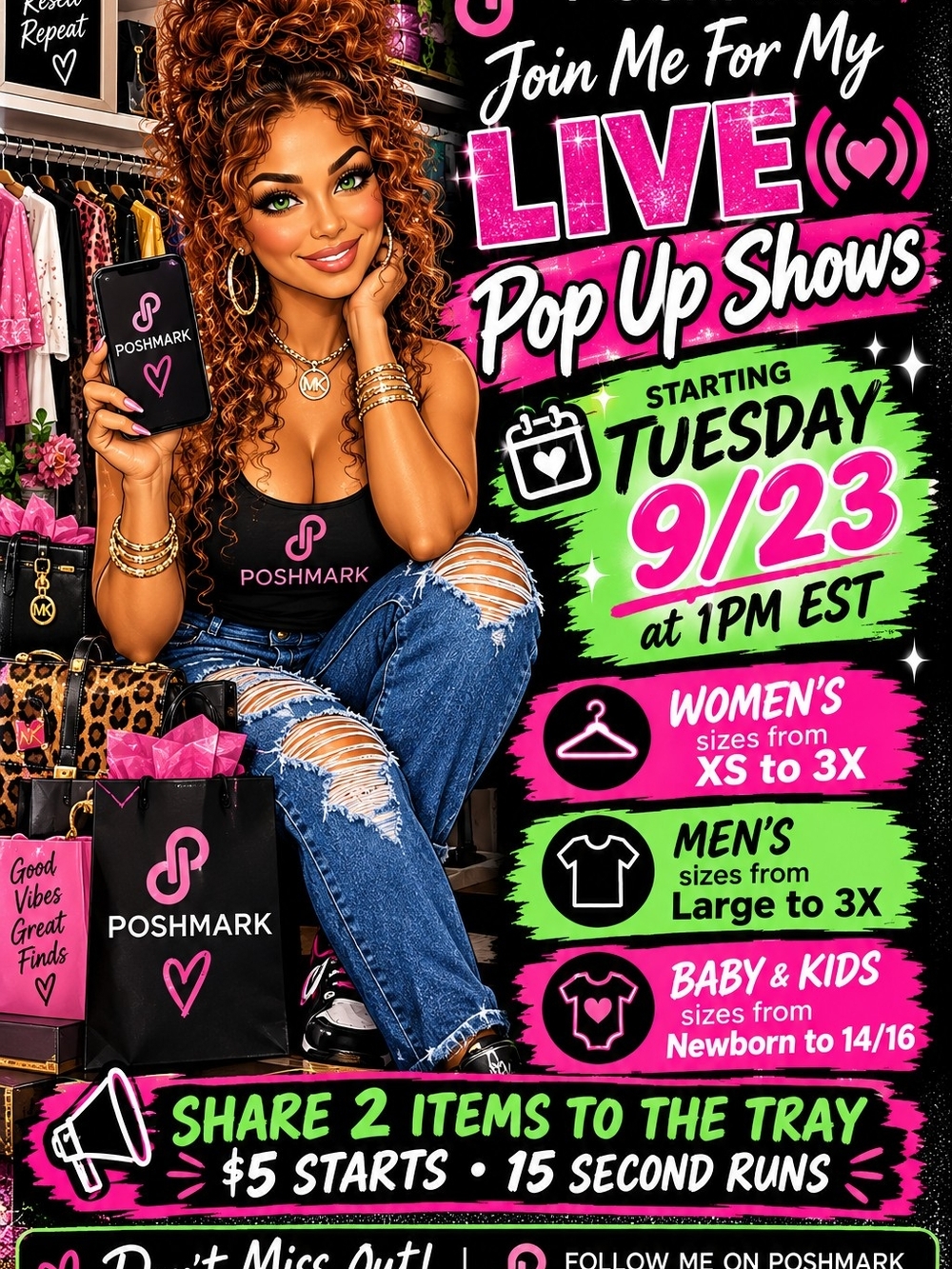 Coach Live Pop Up Shows Promotional Poster - Pink, Black & Green